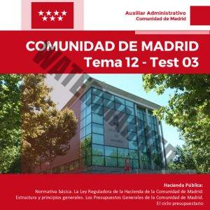 Auxiliar Comunidad de  Madrid - Tema 12 - Test 03